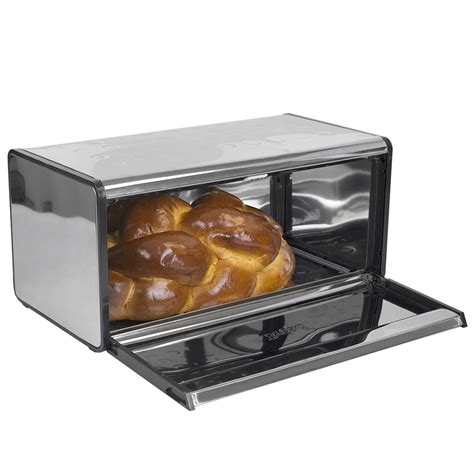 home basics square stainless steel bread box|stainless steel countertop bread box.